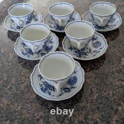 Vintage Meissen Blue Onion Espresso/Demitasse Set, 6 Cups/6 Saucers, Germany