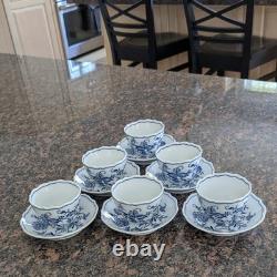 Vintage Meissen Blue Onion Espresso/Demitasse Set, 6 Cups/6 Saucers, Germany