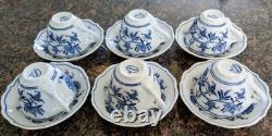 Vintage Meissen Blue Onion Espresso/Demitasse Set, 6 Cups/6 Saucers, Germany