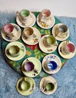 Vintage Months of the Year Demitasse Cups & Saucers Hand-Decorated Set of 12