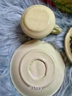 Vintage Months of the Year Demitasse Cups & Saucers Hand-Decorated Set of 12