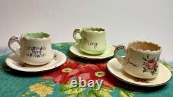 Vintage Months of the Year Demitasse Cups & Saucers Hand-Decorated Set of 12