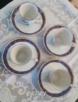Vintage Mottahedeh The Merian Service Set Of 4 Demitasse Cups & Saucers