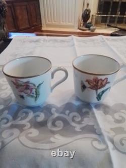 Vintage Mottahedeh The Merian Service Set Of 4 Demitasse Cups & Saucers