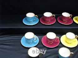 Vintage Multi-Color & Gold Trim Lenox Demitasse Cups & Saucers-1908-1930-A601