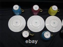 Vintage Multi-Color & Gold Trim Lenox Demitasse Cups & Saucers-1908-1930-A601