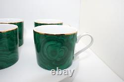 Vintage Neiman Marcus Malachite Demitasse Cup and Saucers Set of 4