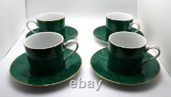 Vintage Neiman Marcus Malachite Demitasse Cup and Saucers Set of 4