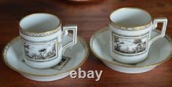 Vintage PAIR RICHARD GINORI DEMITASSE CUP & SAUCER ITALIAN LANDSCAPE (2) Sets