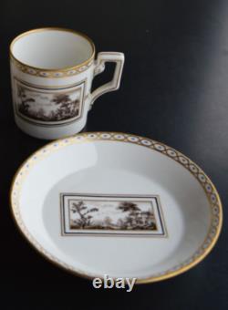 Vintage PAIR RICHARD GINORI DEMITASSE CUP & SAUCER ITALIAN LANDSCAPE (2) Sets