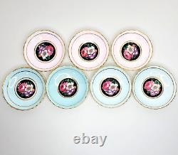 Vintage Paragon Demitasse Cup and Saucer Set of 14 Double Warrant Pink Teal Blue