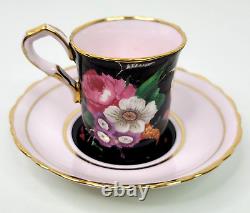 Vintage Paragon Demitasse Cup and Saucer Set of 14 Double Warrant Pink Teal Blue