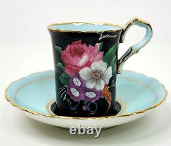 Vintage Paragon Demitasse Cup and Saucer Set of 14 Double Warrant Pink Teal Blue