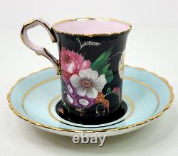 Vintage Paragon Demitasse Cup and Saucer Set of 14 Double Warrant Pink Teal Blue