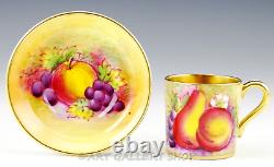 Vintage Paragon England HANDPAINTED ORCHARD FRUIT GOLD DEMITASSE CUP AND SAUCER