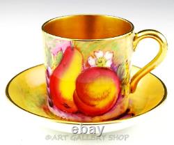 Vintage Paragon England HANDPAINTED ORCHARD FRUIT GOLD DEMITASSE CUP AND SAUCER