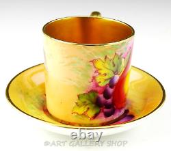 Vintage Paragon England HANDPAINTED ORCHARD FRUIT GOLD DEMITASSE CUP AND SAUCER