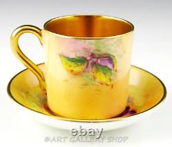 Vintage Paragon England HANDPAINTED ORCHARD FRUIT GOLD DEMITASSE CUP AND SAUCER