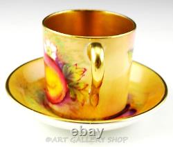 Vintage Paragon England HANDPAINTED ORCHARD FRUIT GOLD DEMITASSE CUP AND SAUCER