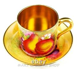 Vintage Paragon England HANDPAINTED ORCHARD FRUIT GOLD DEMITASSE CUP AND SAUCER