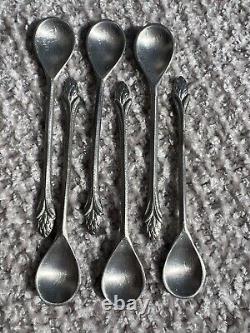 Vintage Peltro Pewter Italian 95 Espresso DEMITASSE Wooden Display Shelf