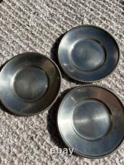 Vintage Peltro Pewter Italian 95 Espresso DEMITASSE Wooden Display Shelf