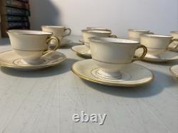 Vintage Pickard China 24k Gold Pilgrim Demitasse Tea Cups & Saucers Set of 12