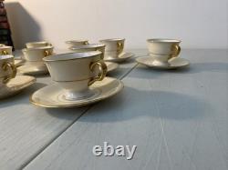 Vintage Pickard China 24k Gold Pilgrim Demitasse Tea Cups & Saucers Set of 12 Vintage Pickard China 24k Gold Pilgrim Demitasse Tea Cups & Saucers Set of 12