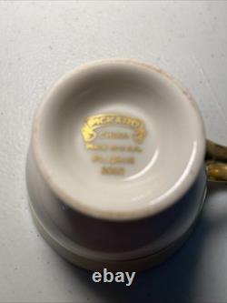 Vintage Pickard China 24k Gold Pilgrim Demitasse Tea Cups & Saucers Set of 12