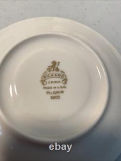 Vintage Pickard China 24k Gold Pilgrim Demitasse Tea Cups & Saucers Set of 12