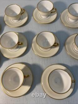 Vintage Pickard China 24k Gold Pilgrim Demitasse Tea Cups & Saucers Set of 12