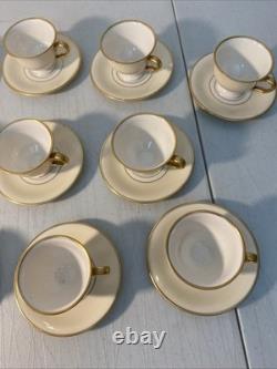 Vintage Pickard China 24k Gold Pilgrim Demitasse Tea Cups & Saucers Set of 12