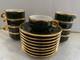 Vintage Pillivuyt France Mcm Demitasse Espresso Cups Saucers Green Gold Set Of 8