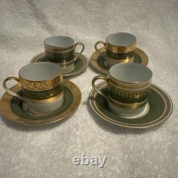 Vintage Porcelain De Limoges France Demitasse Cup and Saucer Set of Four