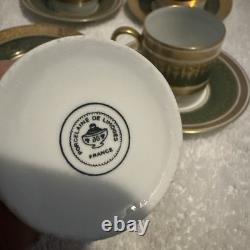 Vintage Porcelain De Limoges France Demitasse Cup and Saucer Set of Four