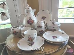 Vintage Porcelain Demitasse Tea Set Nymphenburg W Germany Handpainted 13 Pieces