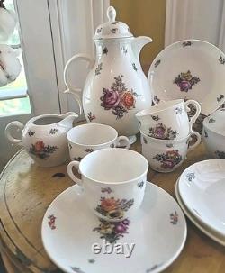 Vintage Porcelain Demitasse Tea Set Nymphenburg W Germany Handpainted 13 Pieces