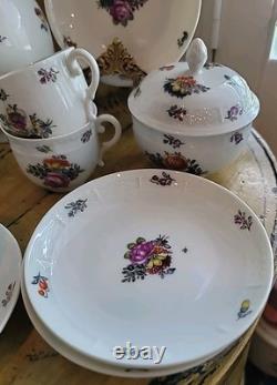 Vintage Porcelain Demitasse Tea Set Nymphenburg W Germany Handpainted 13 Pieces