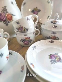 Vintage Porcelain Demitasse Tea Set Nymphenburg W Germany Handpainted 13 Pieces