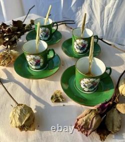 Vintage Porcelain Goumot Labesse Limoges Demitasse 6 Cups and 4 Saucers