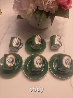 Vintage Porcelain Goumot Labesse Limoges Demitasse 6 Cups and 4 Saucers Vintage Porcelain Goumot Labesse Limoges Demitasse 6 Cups and 4 Saucers