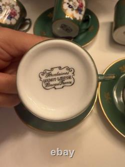 Vintage Porcelain Goumot Labesse Limoges Demitasse 6 Cups and 4 Saucers