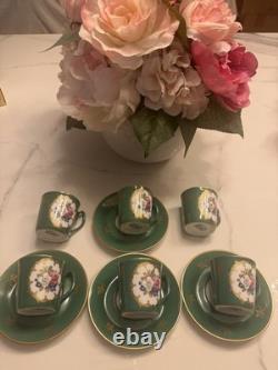 Vintage Porcelain Goumot Labesse Limoges Demitasse 6 Cups and 4 Saucers
