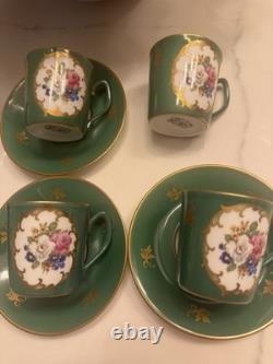 Vintage Porcelain Goumot Labesse Limoges Demitasse 6 Cups and 4 Saucers
