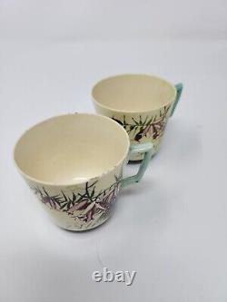 Vintage RARE EARLY Doulton Lambeth Bone China Demitasse Cups & Saucers Signed