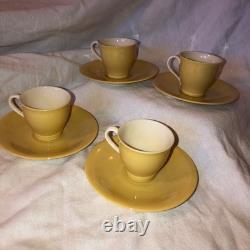 Vintage RARE Set of 4 Lenox Yellow and White Demitasse Cups and Saucers