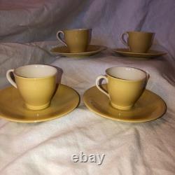 Vintage RARE Set of 4 Lenox Yellow and White Demitasse Cups and Saucers