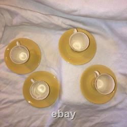 Vintage RARE Set of 4 Lenox Yellow and White Demitasse Cups and Saucers