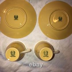 Vintage RARE Set of 4 Lenox Yellow and White Demitasse Cups and Saucers