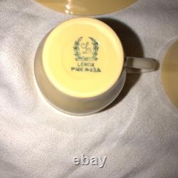 Vintage RARE Set of 4 Lenox Yellow and White Demitasse Cups and Saucers